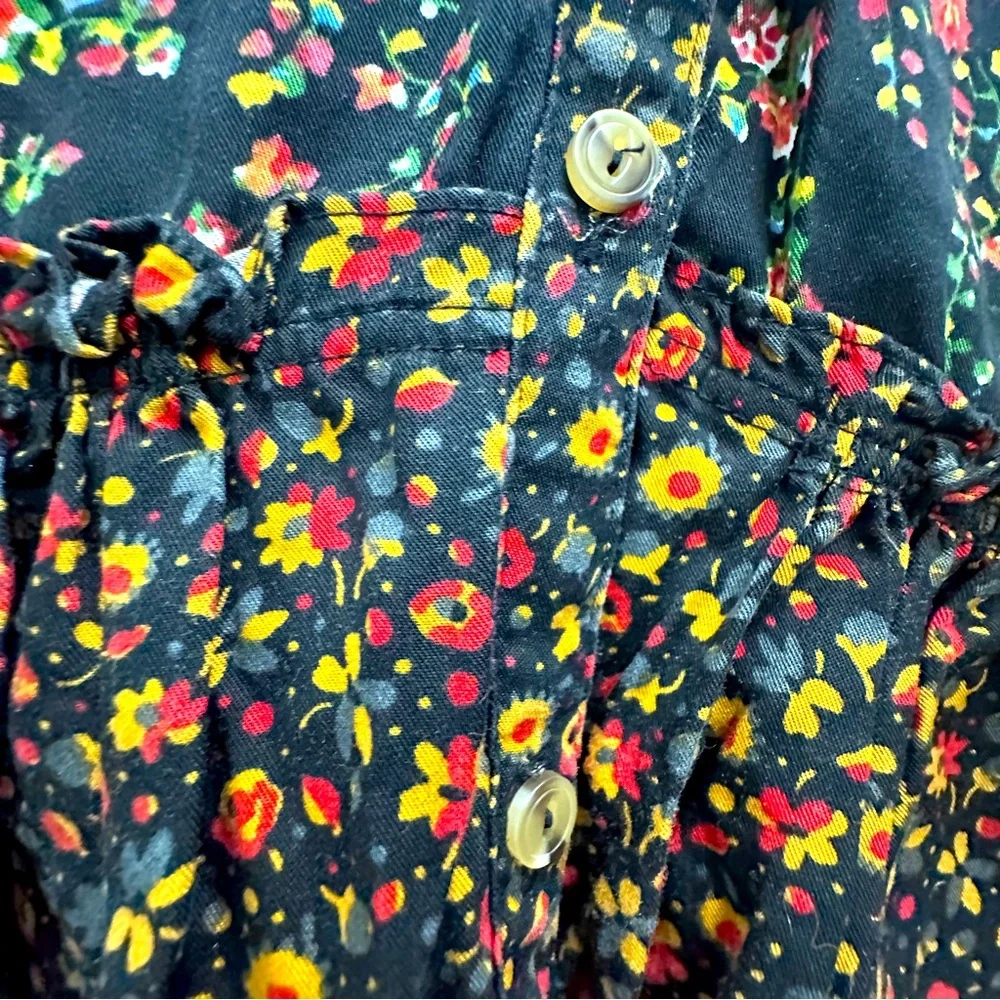 Anthropologie Black Floral Long-Sleeve Tiered Dress - Picture 6 of 16